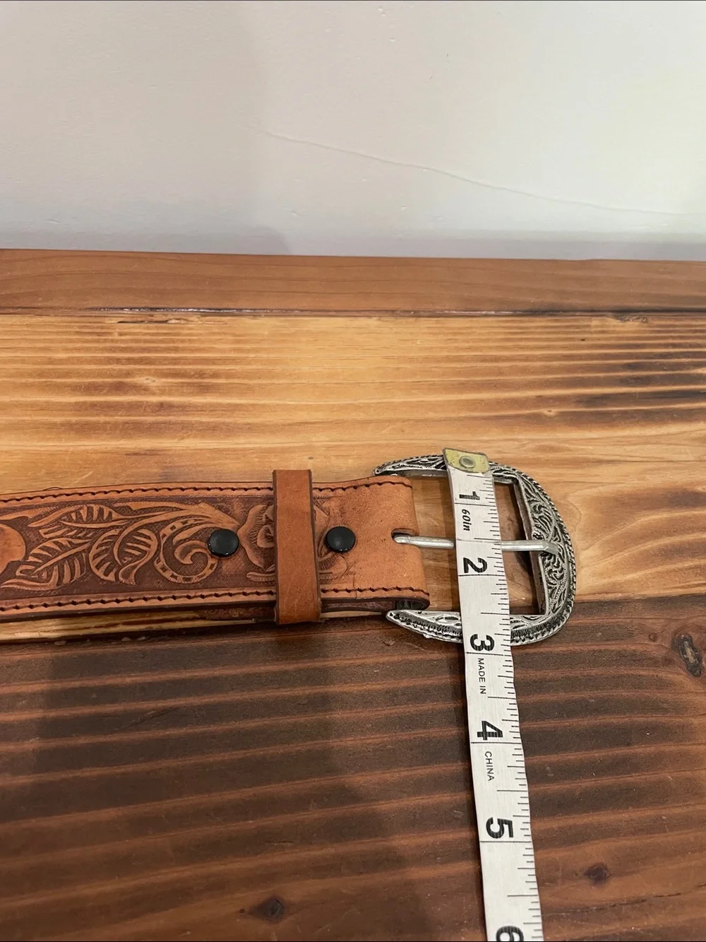 Western Genuine Leather Tooled Belt Floral Design